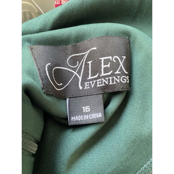 Alex Evenings Women's Size 16 Emerald Green Lace Gown Cap Sleeves - Picture 8 of 10